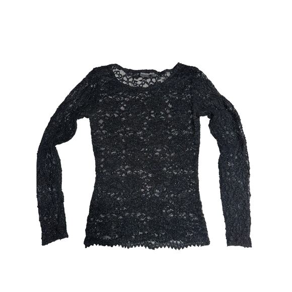 Lace Sheer Black Long Sleeve Pull over top Small 90s Y2K witchy Goth whimsygoth - Picture 1 of 7